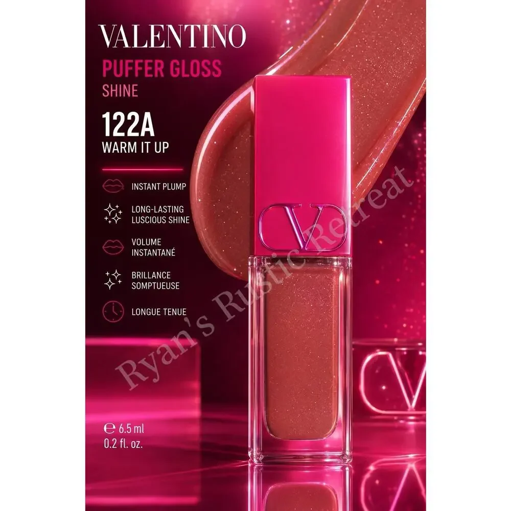Valentino Puffer Gloss Shine 122A Warm It Up Lip Gloss Plumping 6.5ml New